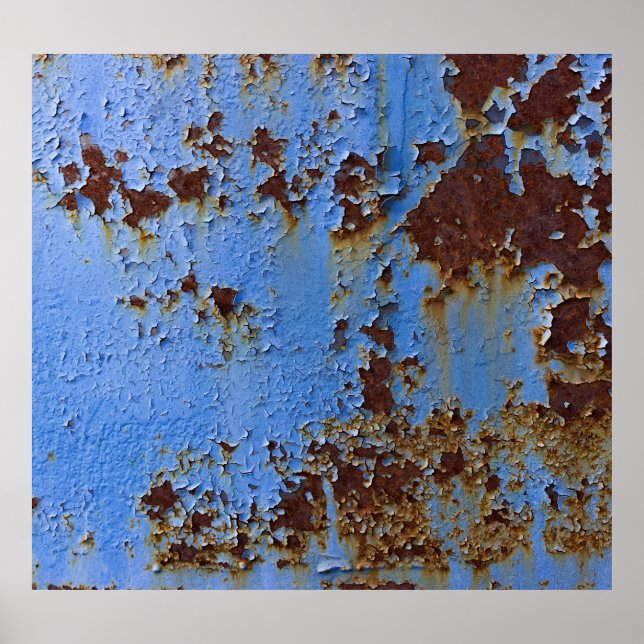 Metal und blau Farbe Textur. Poster (Vorne)