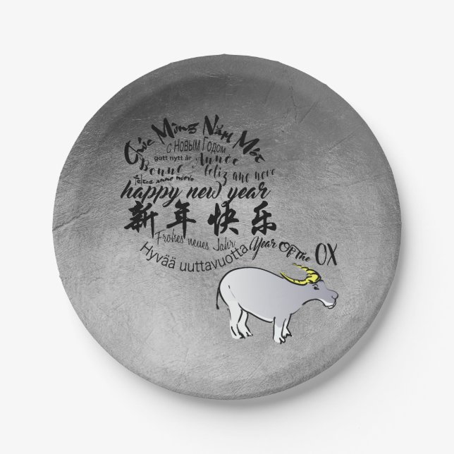 Metal Vietnamese Ox Lunar New Year 2021 p Pappteller (Vorderseite)