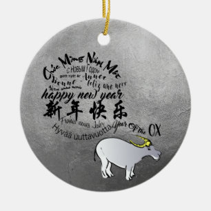 Metal Vietnamesisch Ox Lunar Neujahr 2021 RO Keramik Ornament
