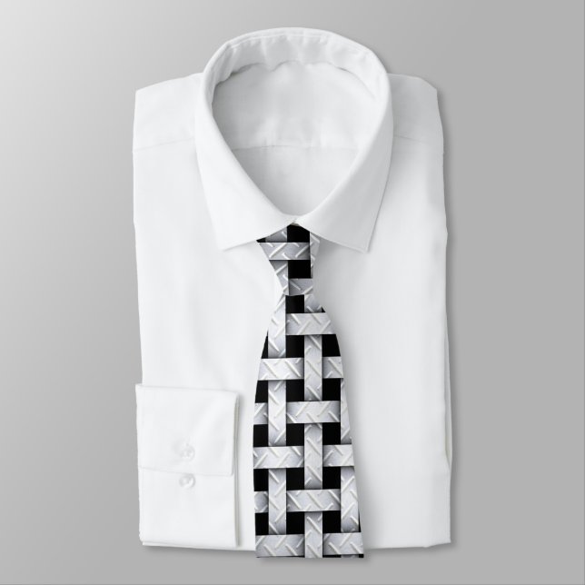 Metal Weave Muster auf Black Neck Tie Krawatte (Gebunden)