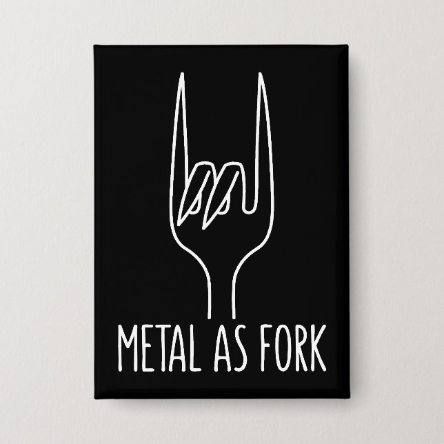 Metal wie Gabel Funny Rock on Kitchen Design Button (Vorderseite)