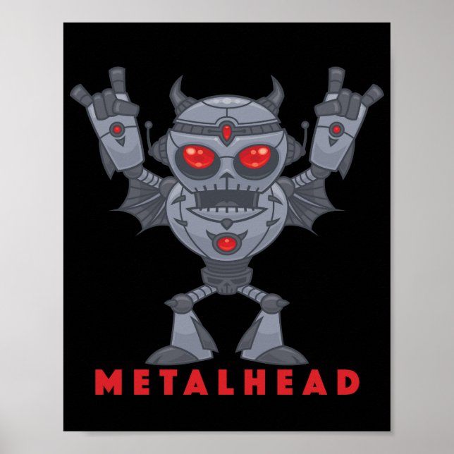 Metalhead - Schwermetall-Roboter-Teufel - mit Text Poster (Vorne)