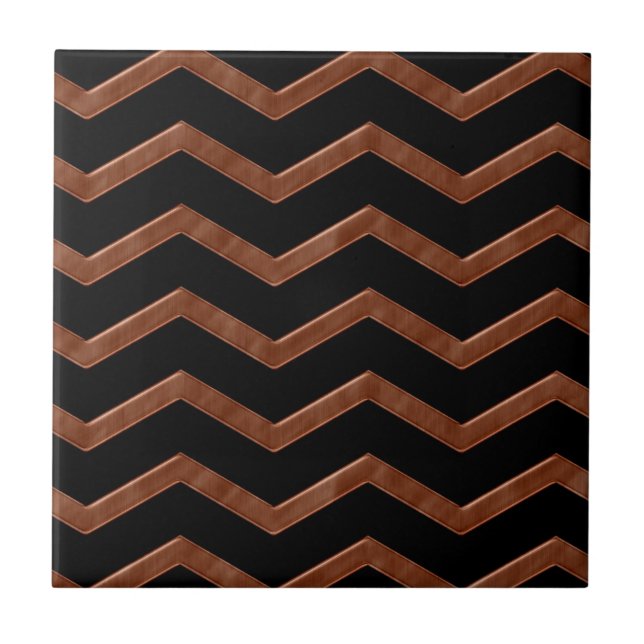 Metalic Bronze Zig Zag Muster Fliese (Vorderseite)