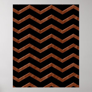 Metalic Bronze Zig Zag Muster Poster