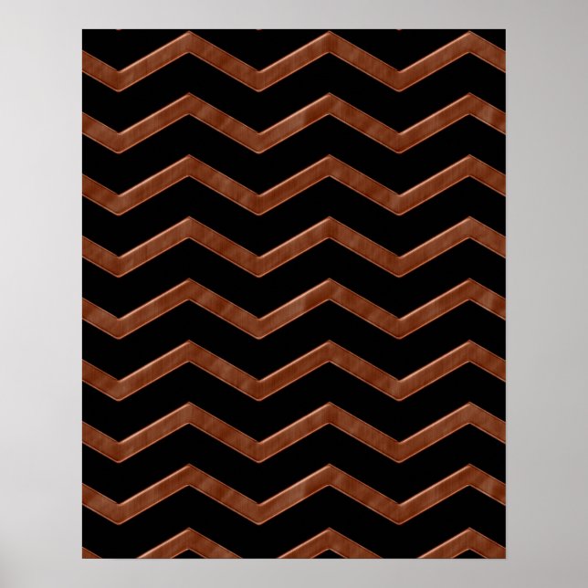 Metalic Bronze Zig Zag Muster Poster (Vorne)