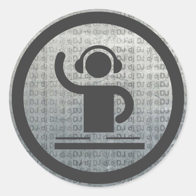 Metalic-DJ-Symbol Runder Aufkleber (Vorderseite)