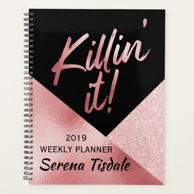 Metalic Rose Gold & Black Killin' It Weekly Planer (Vorderseite)