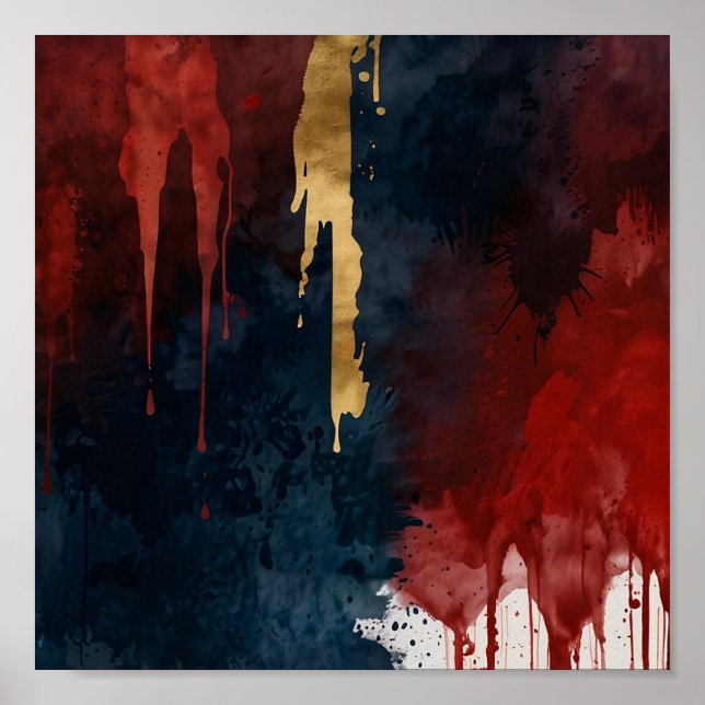 Metalica Red, Gold und Blue Oil Lackposter Poster (Vorne)