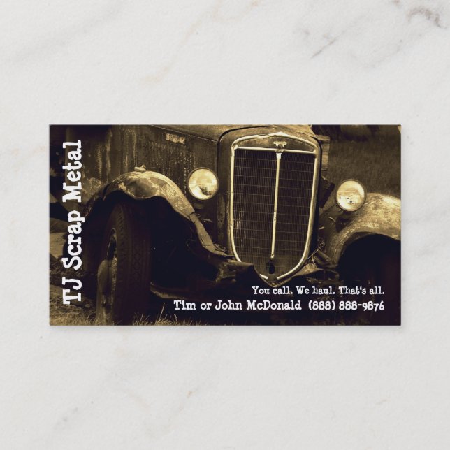 Metall-Abfall-Recyceln u. Abfall-Lieferwagen Visitenkarte (Vorderseite)