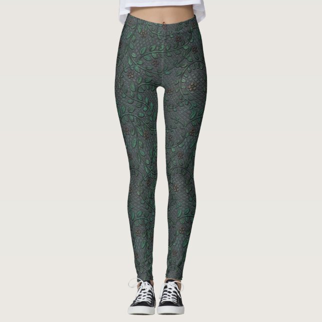 Metall Blumenv Leggings (Vorderseite)