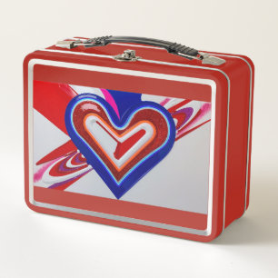 Metall Brotdose. Niedliches Herz-Design Lunch Box
