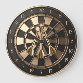 Metall Dartboard mit Dartpfeilen Gold Metalleffekt Große Wanduhr