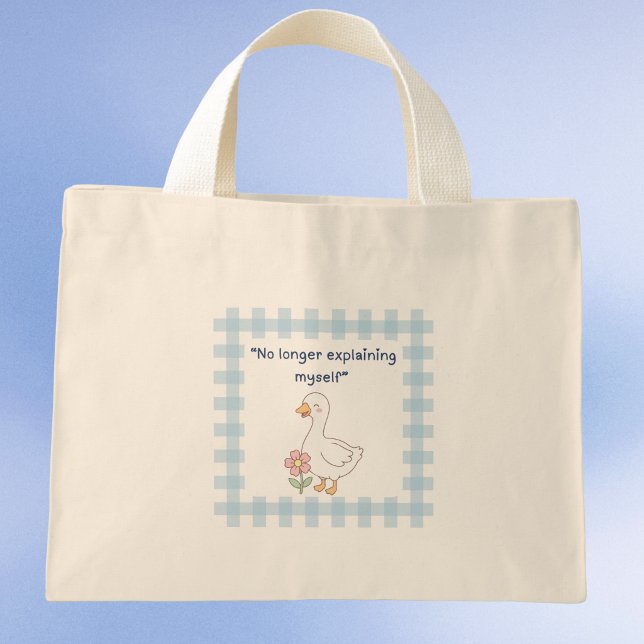 Metall-Gesundheits-Gans-Gingham-Tasche Mini Stoffbeutel ("No longer explaining myself" Mini tote bag)