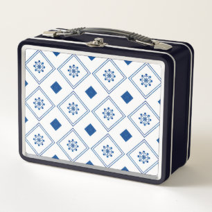 Metall-Lunchbox mit einem marineblauen Rahmen  Metall Brotdose