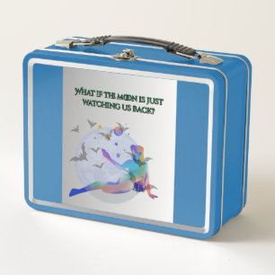 Metall-Lunchbox Mond beobachtet uns Fantasy-Art Metall Brotdose
