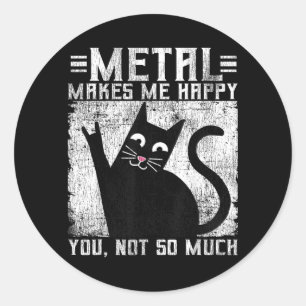 Metall macht glückliche Katze Retro Vintage lustig Runder Aufkleber