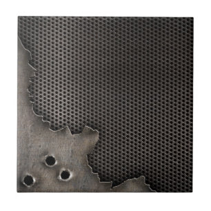 Metall mit Einschusslochhintergrund Fliese