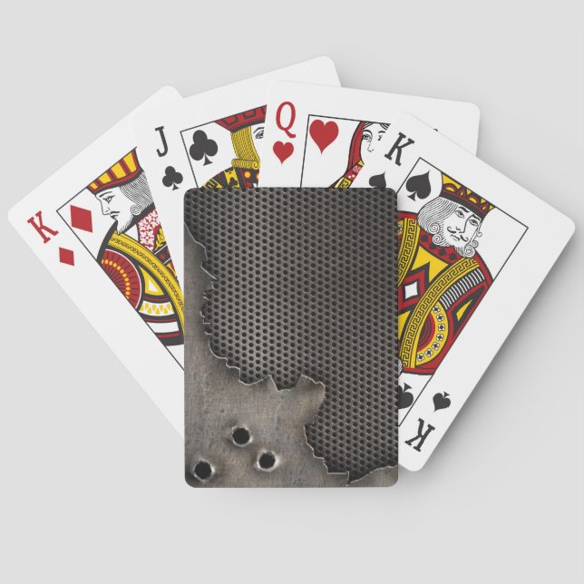 Metall mit Einschusslochhintergrund Spielkarten (Rückseite)