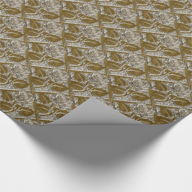 Metall-Rose-01-Silver Gold-Geschenkpapier Geschenkpapier (Ecke)