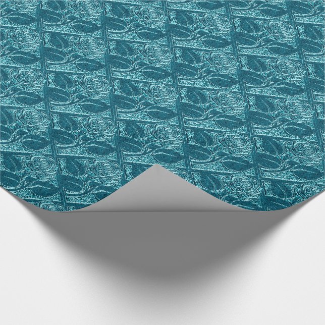 Metall-Rose-02-Blue-Gift-Verpackungspapier Geschenkpapier (Ecke)