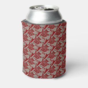 Metall-Rose-03-Rot-Silber-DRINK CAN COOLER Dosenkühler