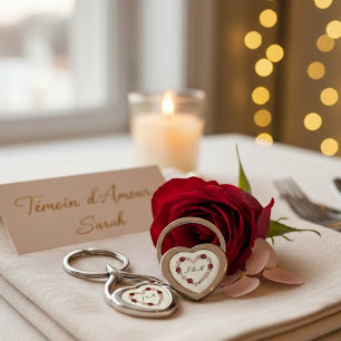 Metall-Schlüsselanhänger in Creme mit rosa und rot Schlüsselanhänger