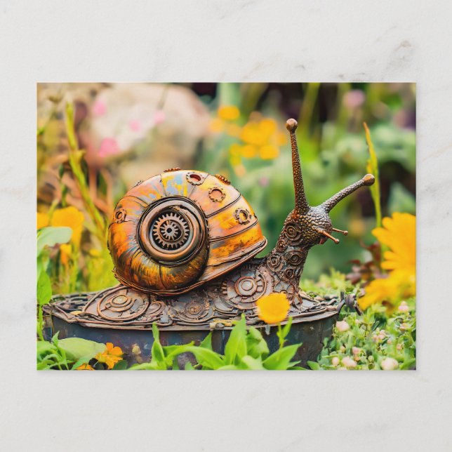 Metall-Schneckengarten-Ornament Postkarte (Vorderseite)