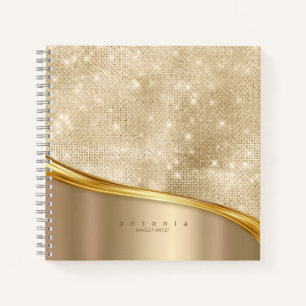 Metall- und Glitterwelle Gold ID807 Notizbuch