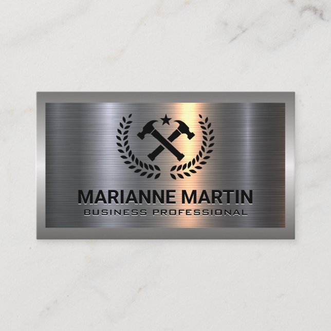 Metallaluminium | Cross Hammer Logo Visitenkarte (Vorderseite)