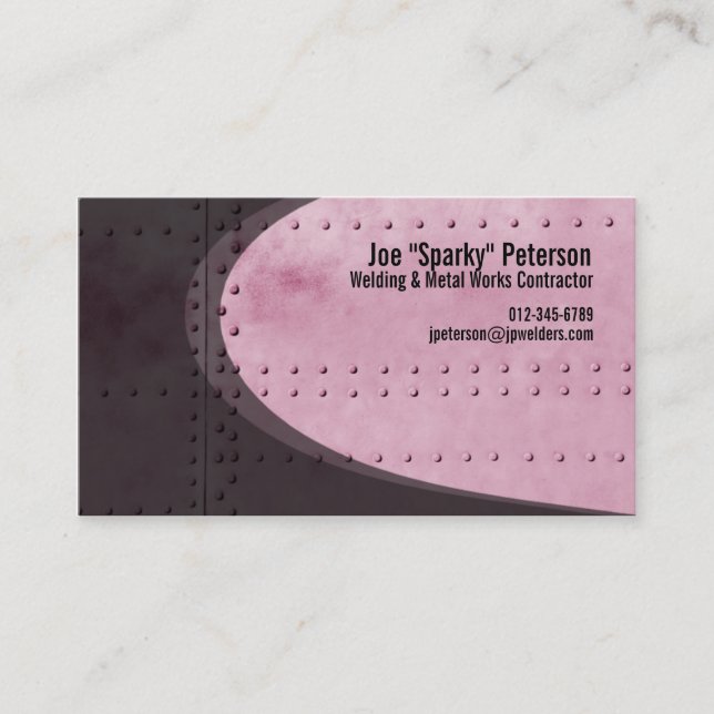 Metallblech Rivets Red Business Card Visitenkarte (Vorderseite)