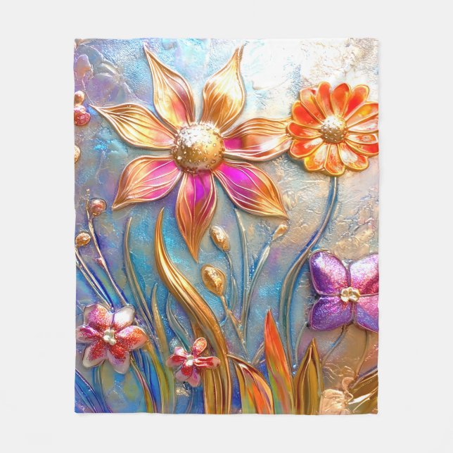 Metallblumen Fleecedecke (Vorderseite)