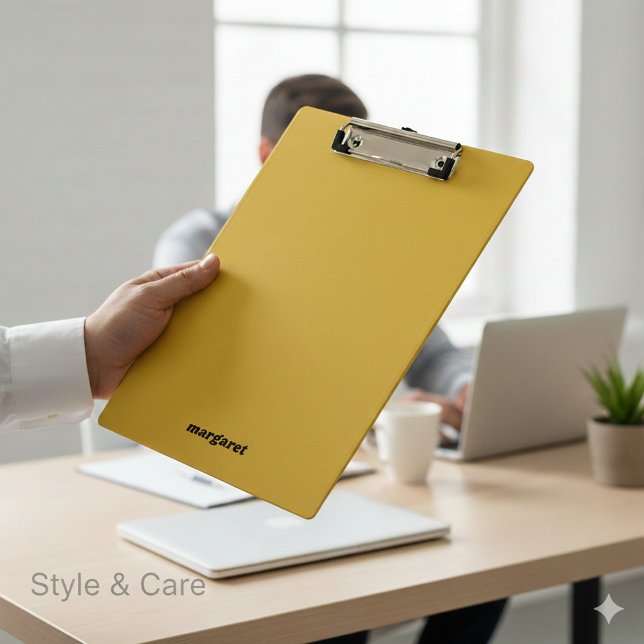 Metallclipboard in Gold mit Ihrem Namen Klemmbrett (Metallic Gold Clipboard with Your Name Displayed)