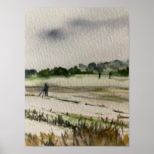 Metalldetektion auf den Feldern Poster