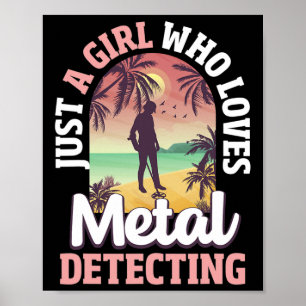 Metalldetektor Girl Tresure Huntin Poster