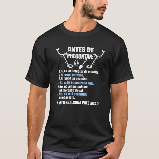 Metalldetektor, spanischer Metalldetektor T-Shirt (Vorderseite)