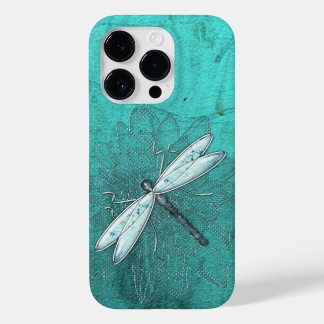 Metalldrachenfliege auf Aquamarinem Grün Case-Mate iPhone Hülle (Rückseite)