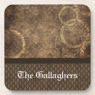 Metallgang Steampunk Untersetzer-Set, Brown Untersetzer