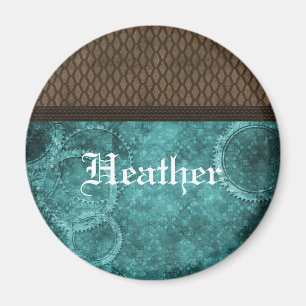 Metallgestänge Steampunk Magnet, Aquamarin Magnet