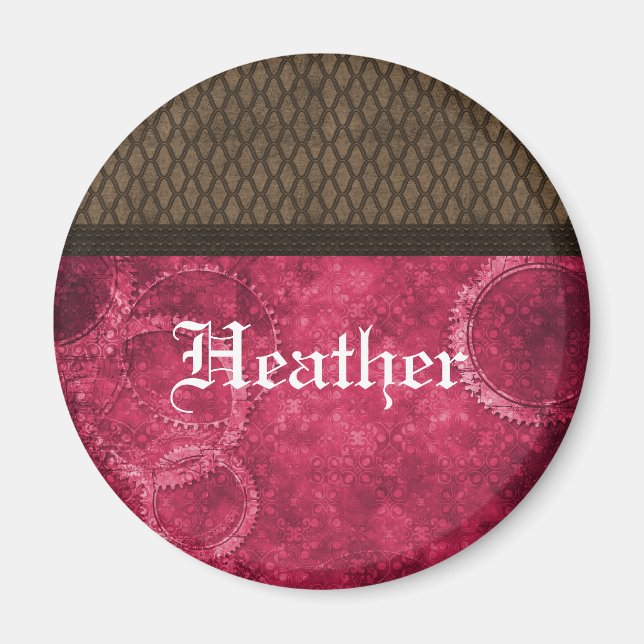 Metallgestänge Steampunk Magnet, rosa Magnet (Vorne)