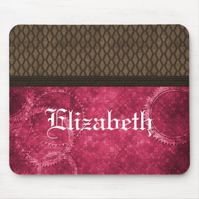Metallgestänge Steampunk Mousepad, rosa Mousepad (Vorne)