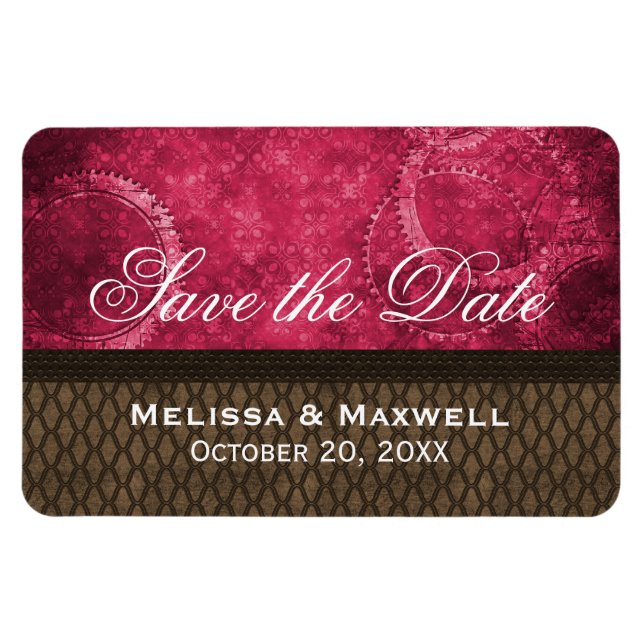 Metallgetriebe Save the Date Flexi Magnet, rosa Magnet (Horizontal)