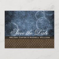 Metallgetriebe Save the Date Postkarte, blau