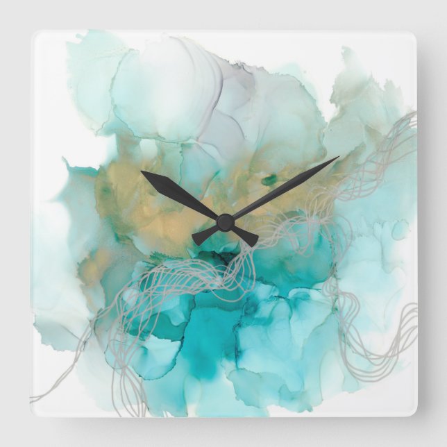 Metallgewebe Quadratische Wanduhr (Vorderseite)