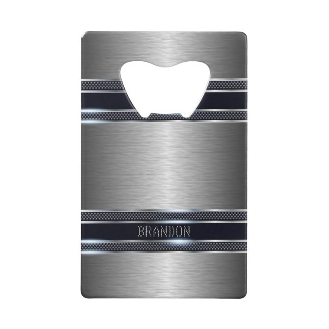 Metallgrau-Struktur Industriegeometrie Geldbeutel Flaschenöffner (Vorderseite)