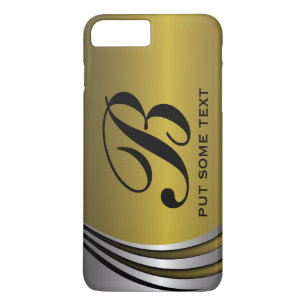 Metallgrau und Goldmonogramm iPhone 8 Plus/7 Plus Hülle