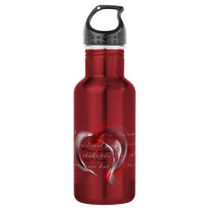 Metallherz mit Shakespeares Sonett 18 Trinkflasche