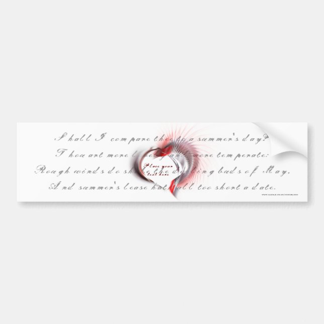 Metallherz mit Shakespeares Sonnet 18 Autoaufkleber (Vorne)