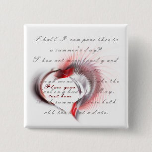 Metallherz mit Shakespeares Sonnet 18 Button