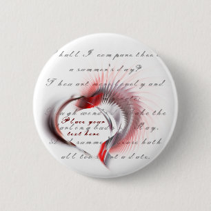 Metallherz mit Shakespeares Sonnet 18 Button
