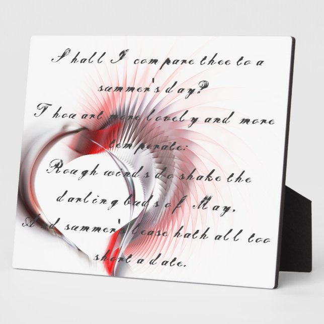 Metallherz mit Shakespeares Sonnet 18 Fotoplatte (Seite)